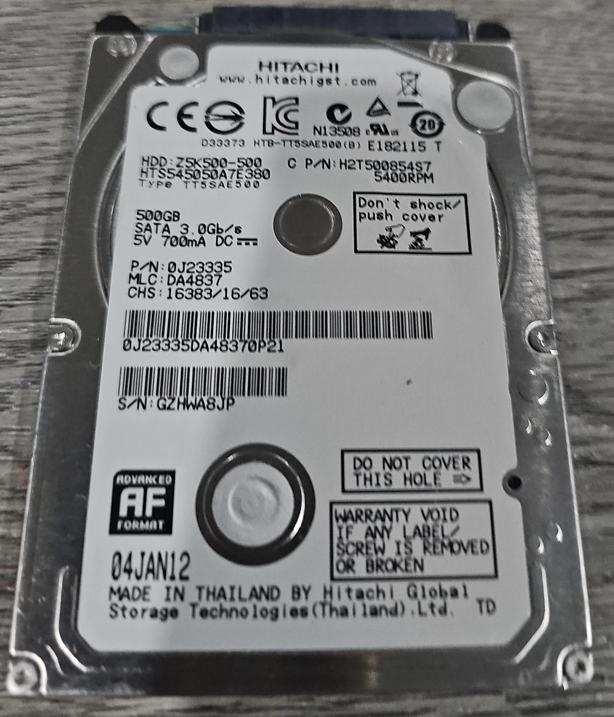 Hitachi 500GB SATA Hard Drive