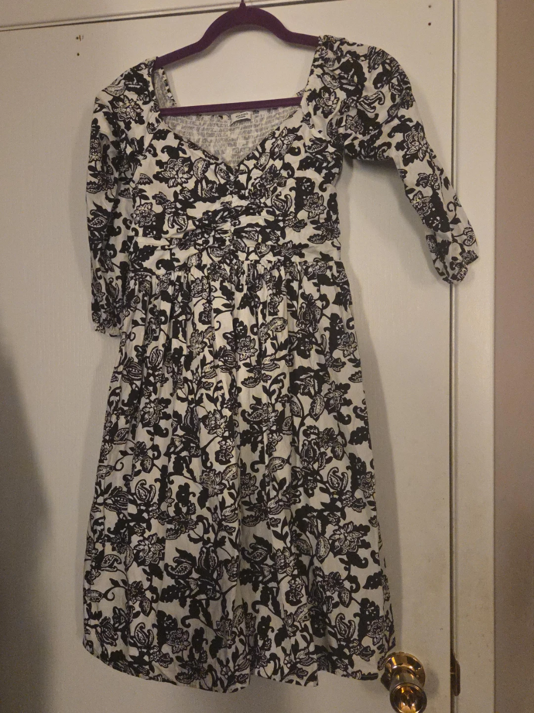 Mango Casual Black and White Floral Dress