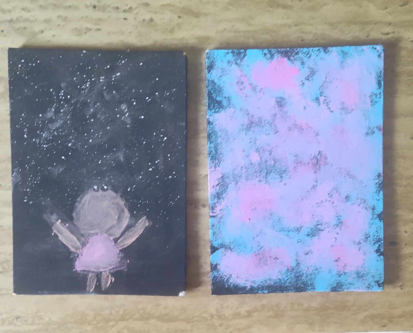 Set of Two Hand-Painted Mini Canvases