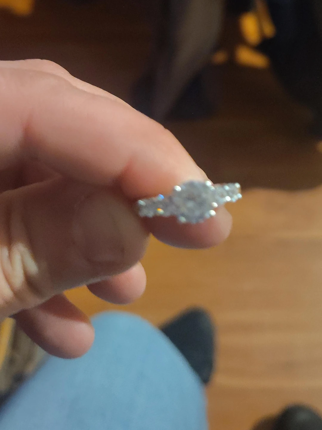 Three-Stone Silver Tone Ring