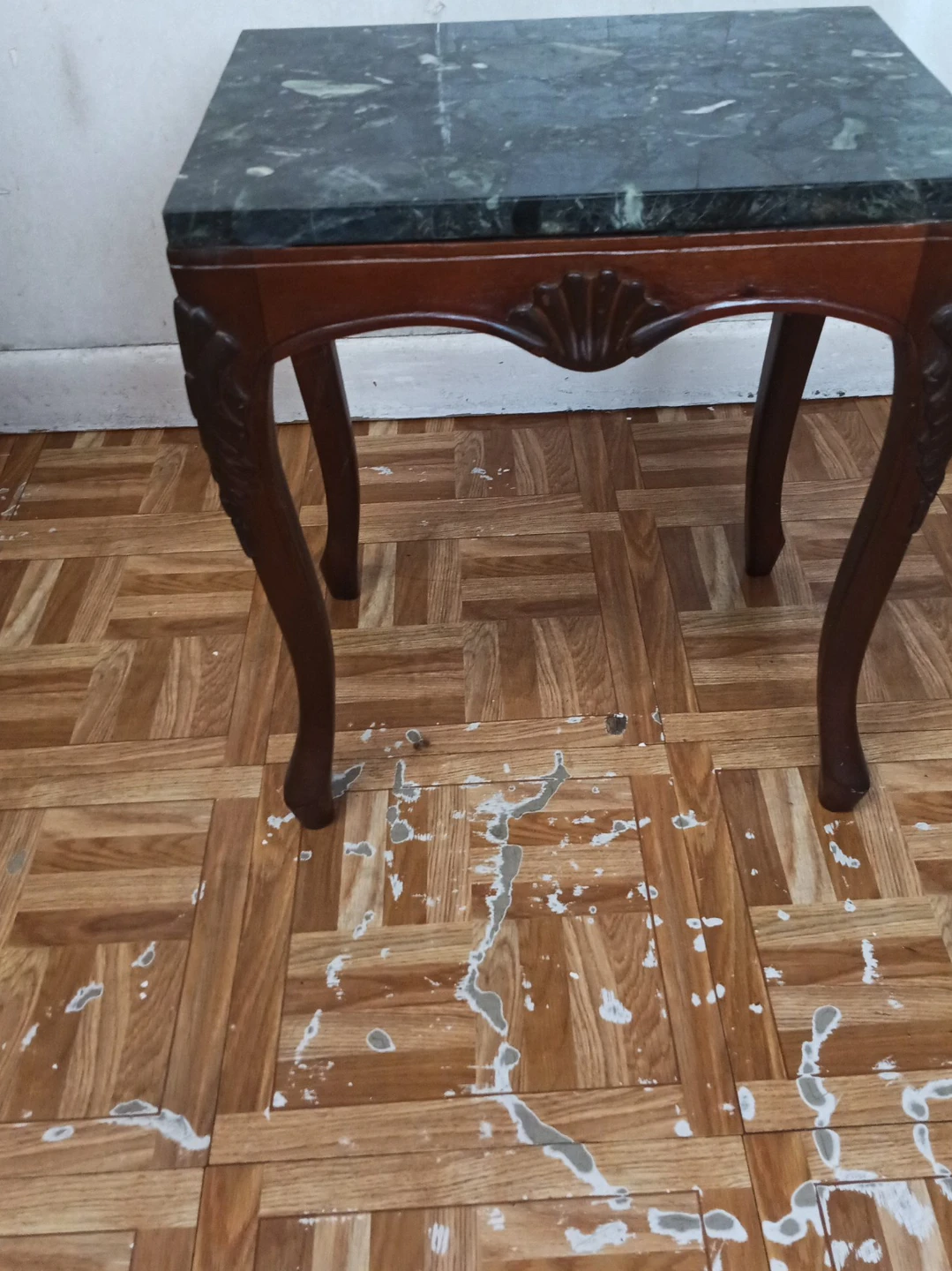 Vintage Green Marble Top End Table