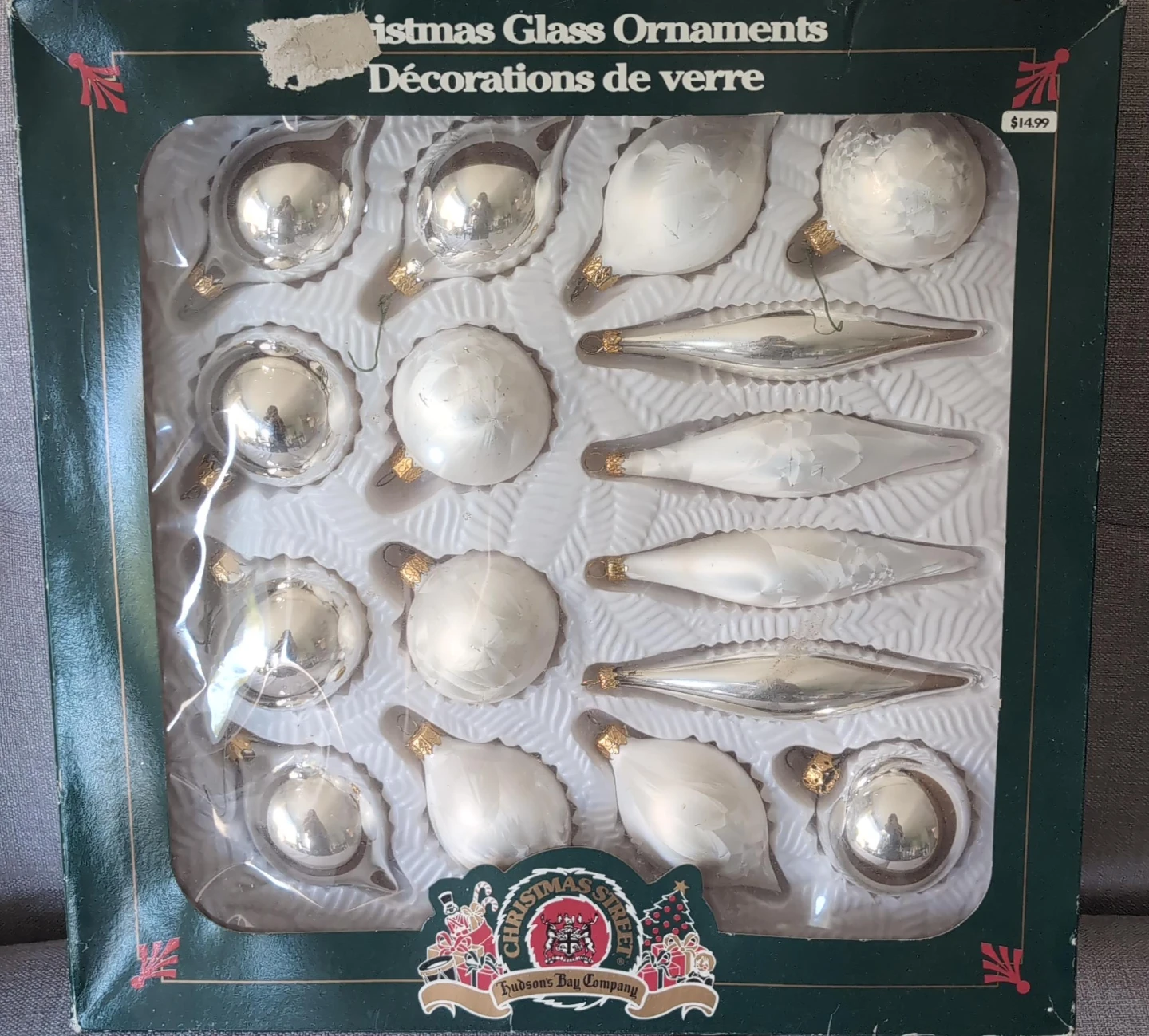 Vintage Hudson's Bay Company Christmas Glass Ornaments