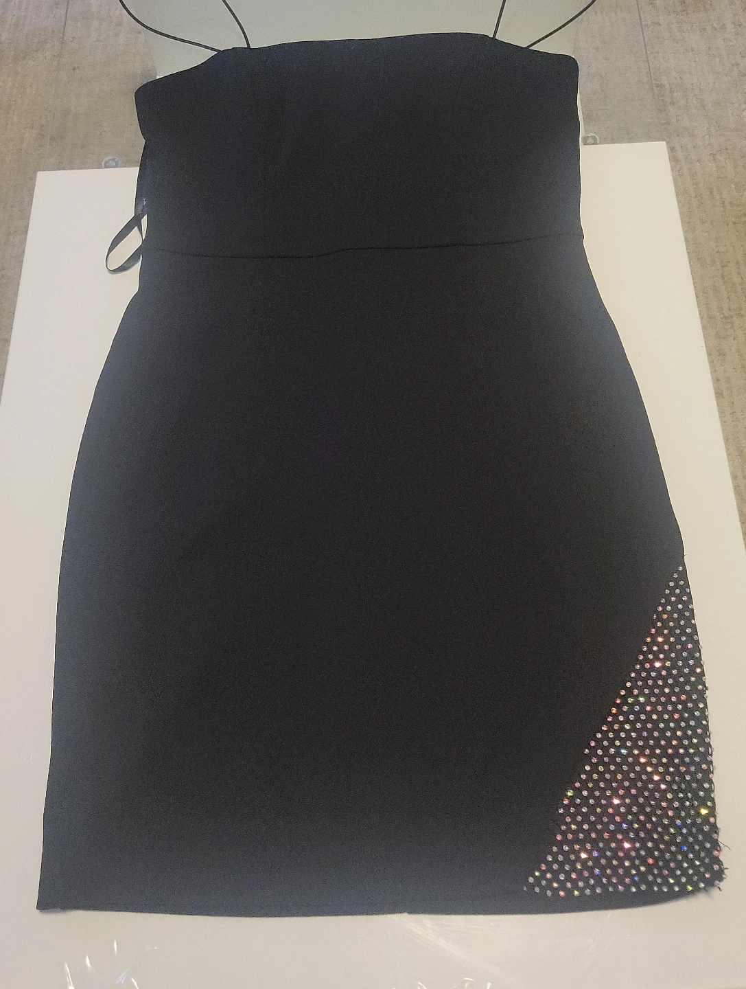 Black Rhinestone Accent Mini Dress