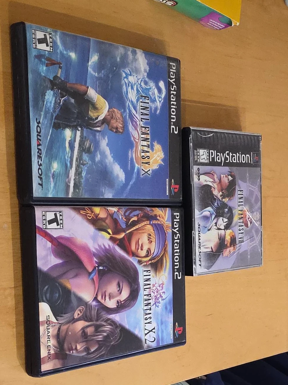 Final Fantasy X, X-2, and VIII PlayStation Games