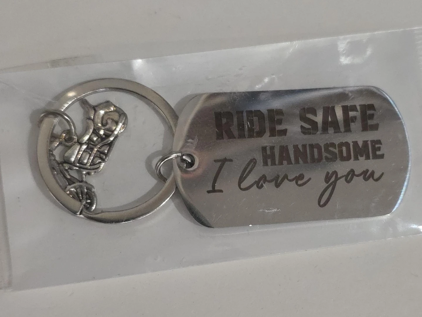 Ride Safe Handsome Motorcycle Keychain