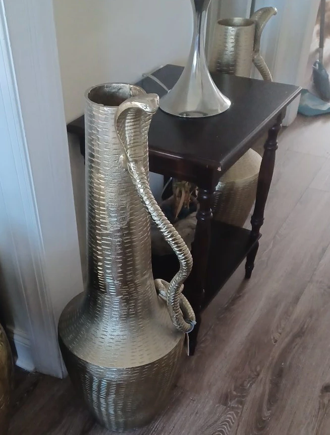 Gold Cobra Handle Floor Vase