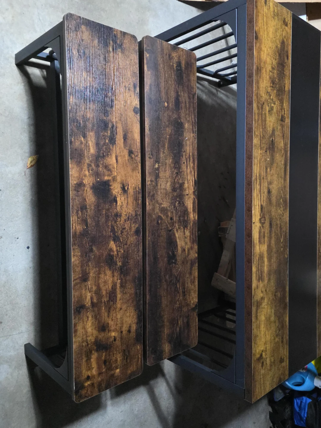 Industrial dining table and two benches