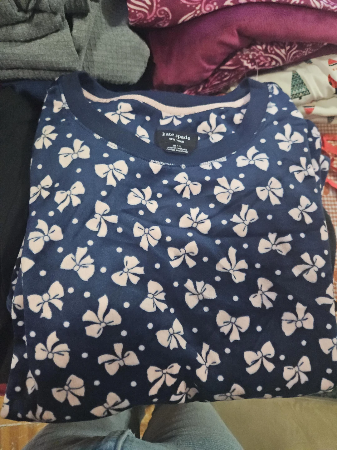 Kate Spade Bow Print Long Sleeve PJ Set