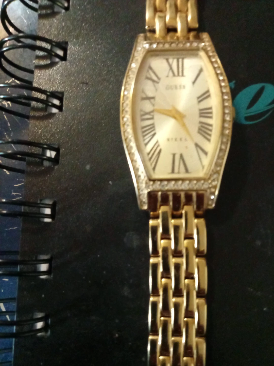 Guess gold-tone barrel watch