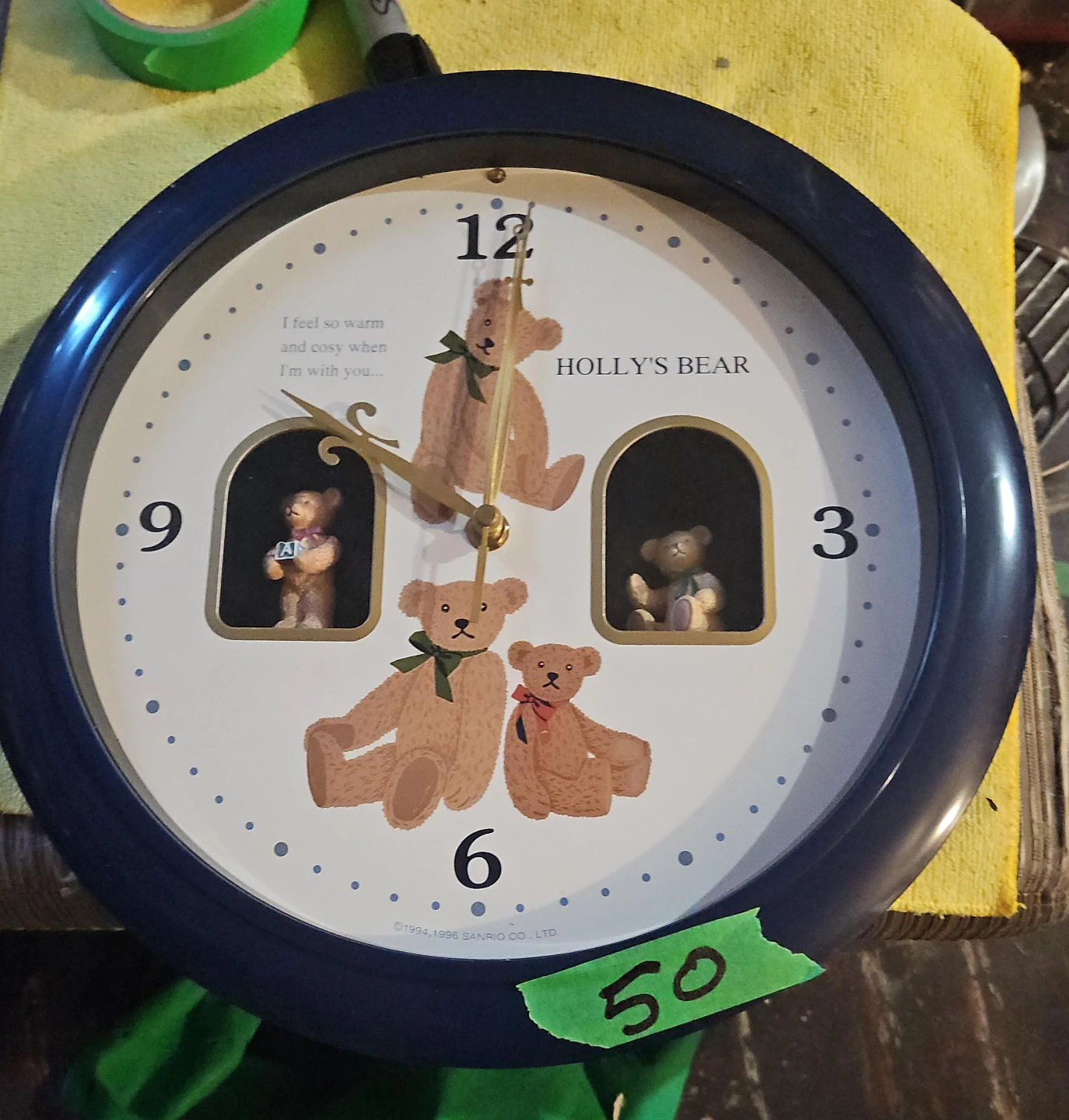 Vintage 1996 Sanrio Holly's Bear Wall Clock