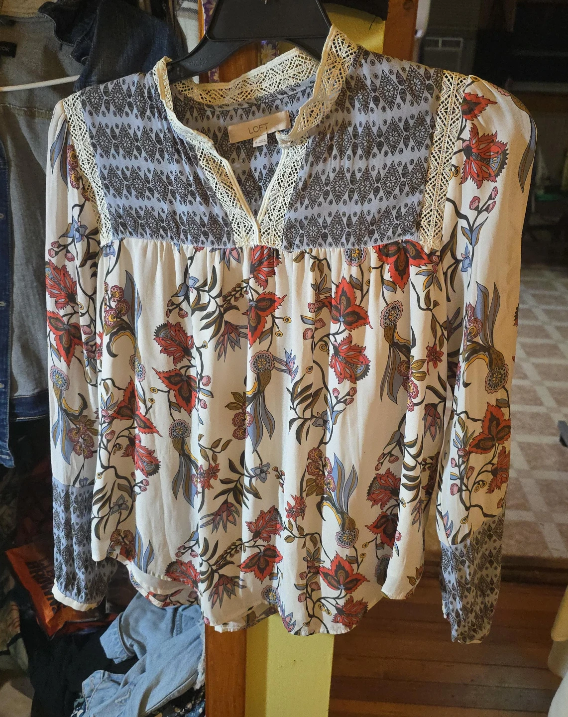 LOFT Floral Print Long Sleeve Blouse