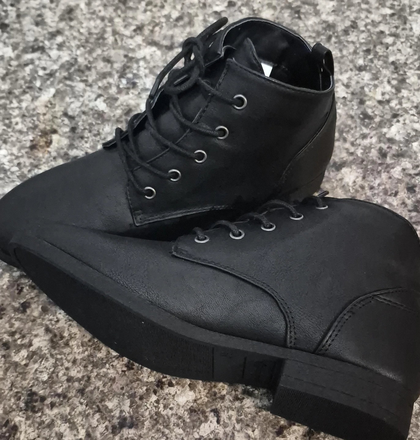 Black lace-up ankle boots