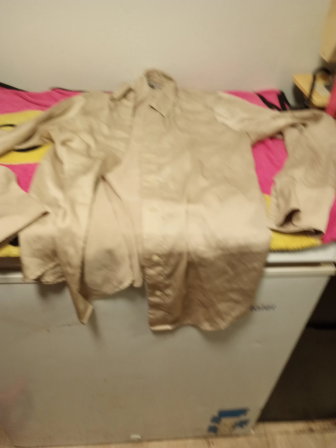 Tan Long-Sleeve Button-Down Shirt