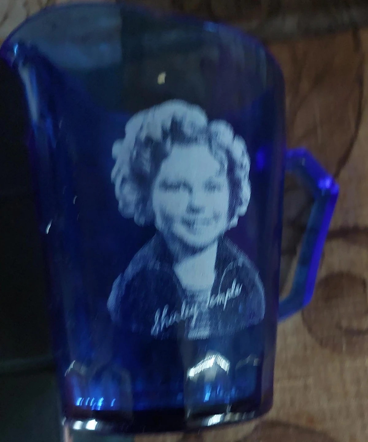 Vintage Shirley Temple Blue Glass Pitcher