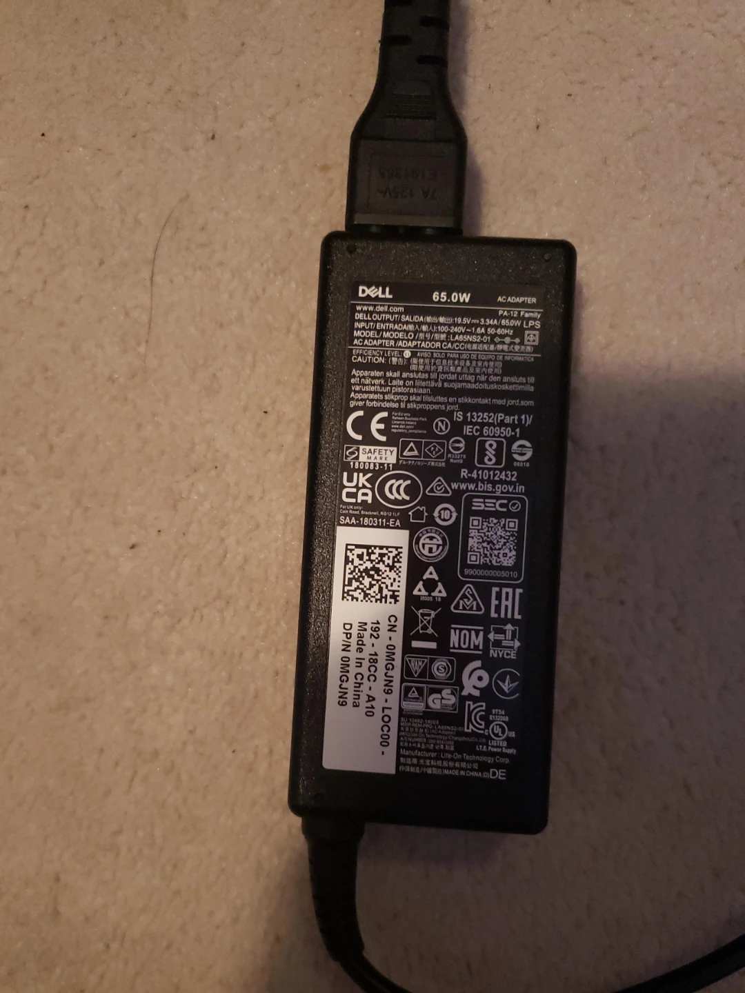 Dell 65W AC Power Adapter
