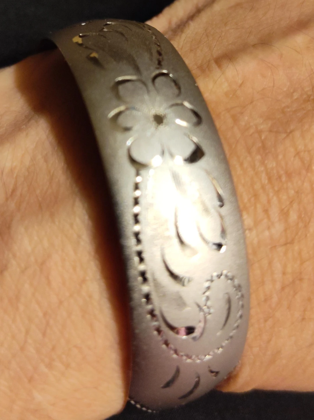 Silver-toned floral cuff bracelet