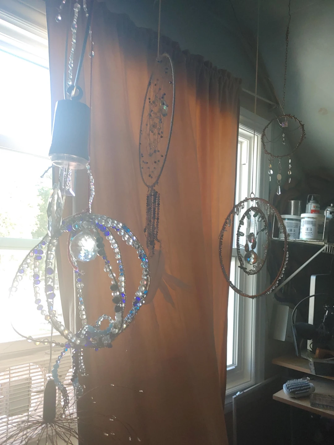 Hanging beaded suncatcher ornaments