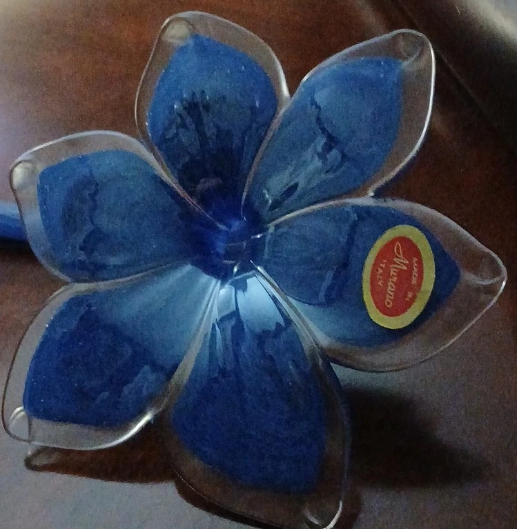 Murano Glass Blue Flower Ornament