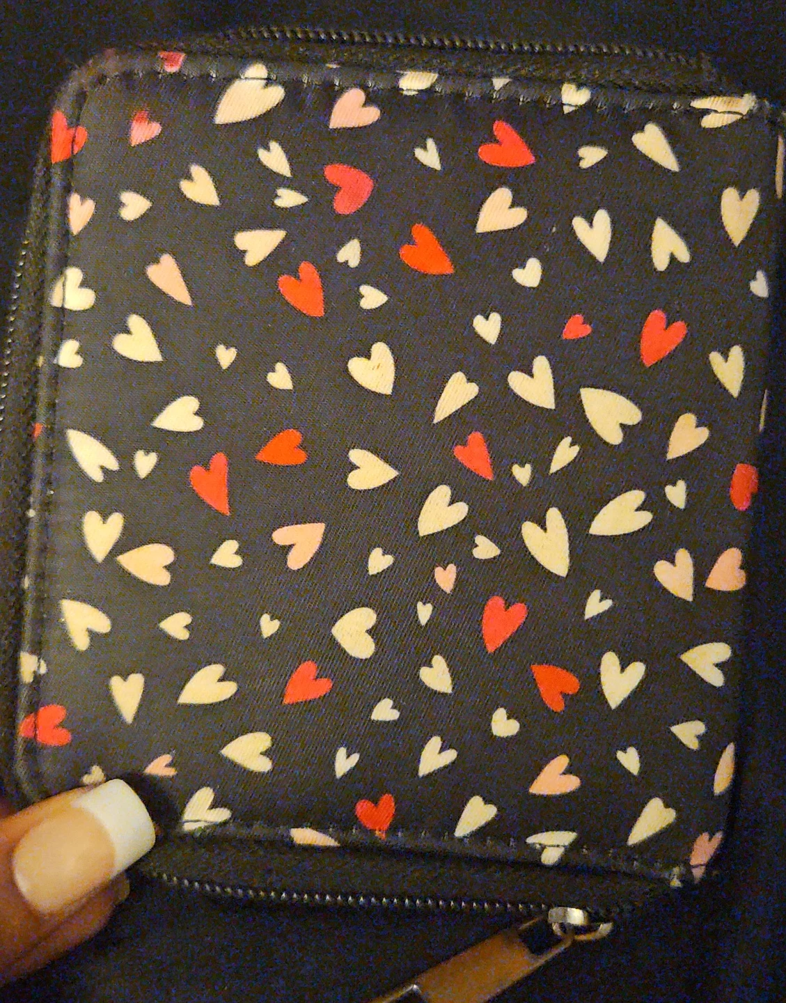 Claire's heart print zipper wallet