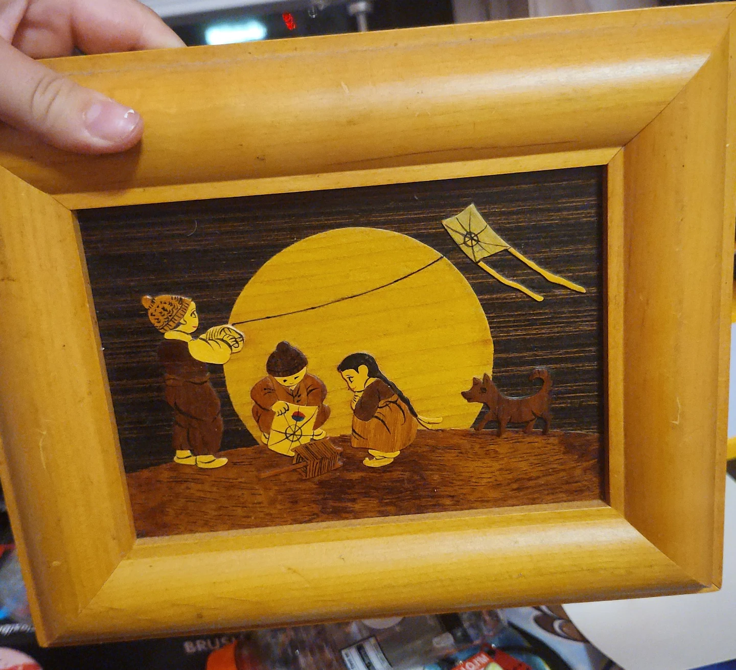 Korean Folk Art Wooden Inlay Wall Hanging