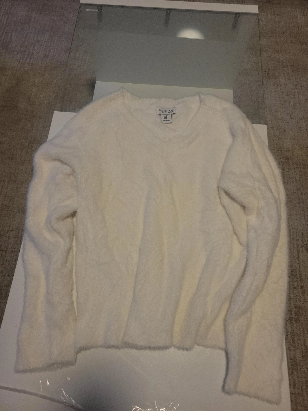 Rachel Zoe White Fuzzy Sweater