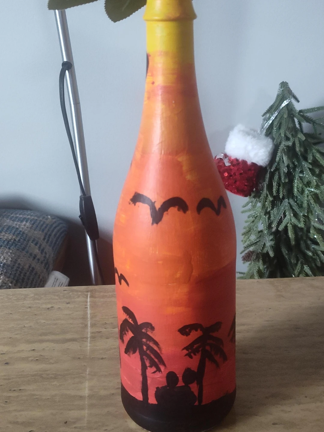 Hand-Painted Sunset Decorative Bottle