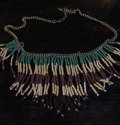 Multicolor Beaded Fringe Necklace