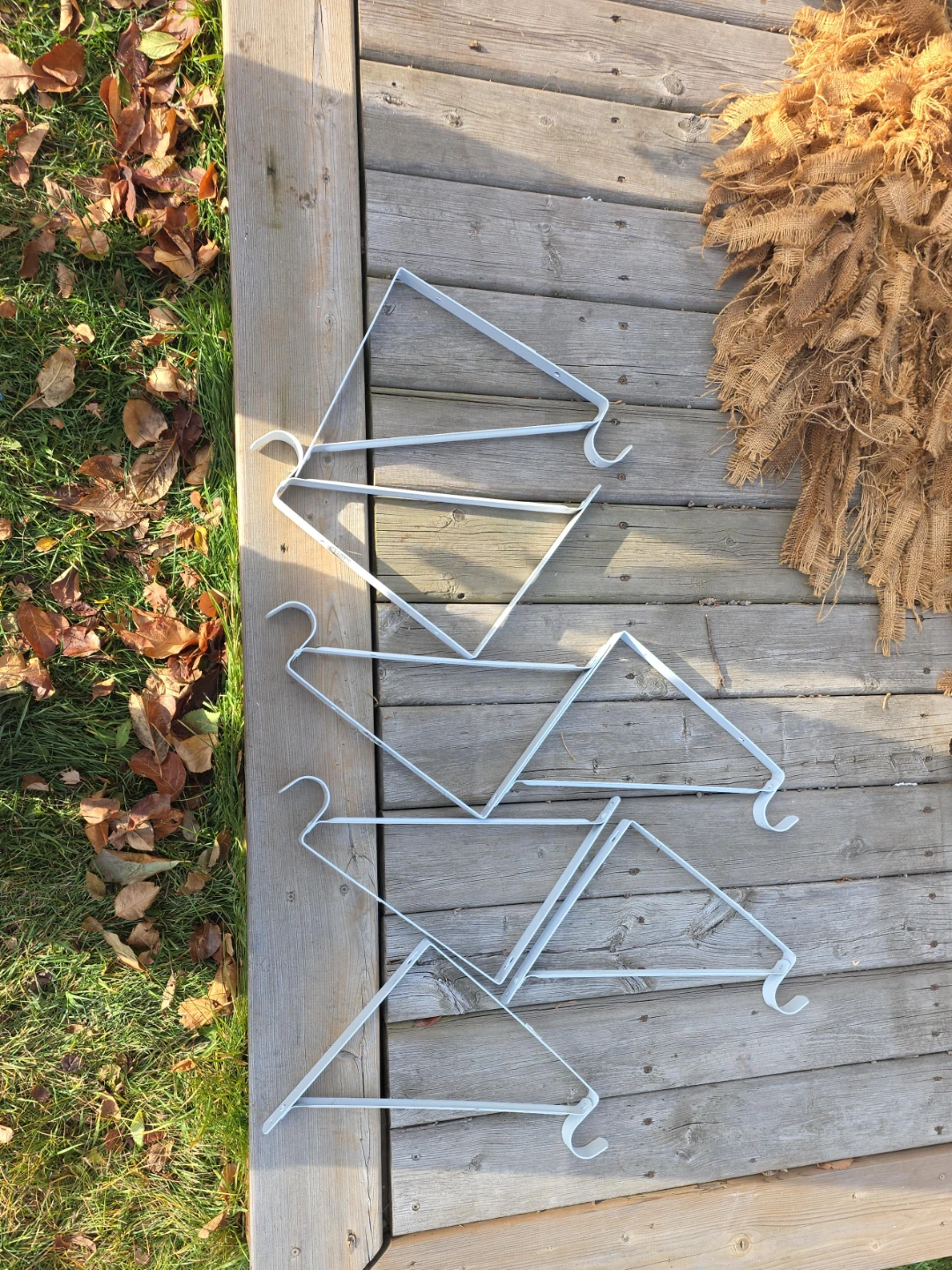 Set of 7 white metal closet shelf brackets