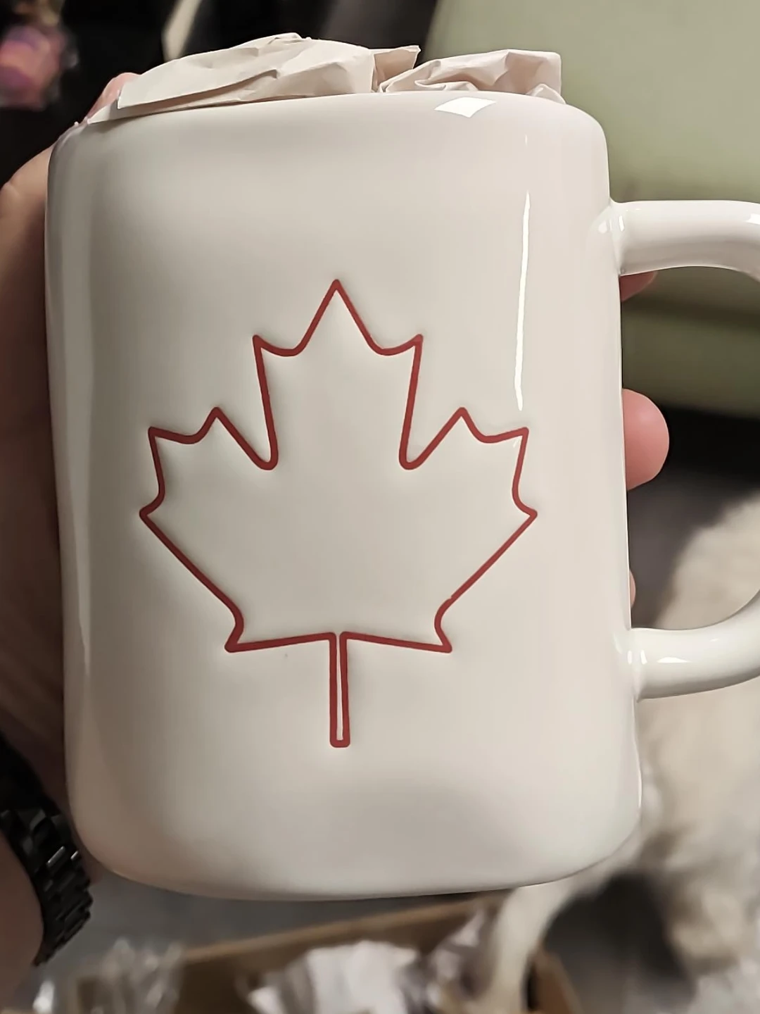 Rae Dunn White Maple Leaf Ceramic Mug