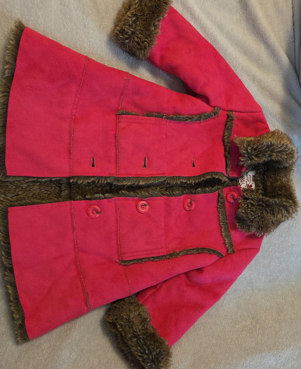 Pink Faux Suede and Fur Coat Size 3