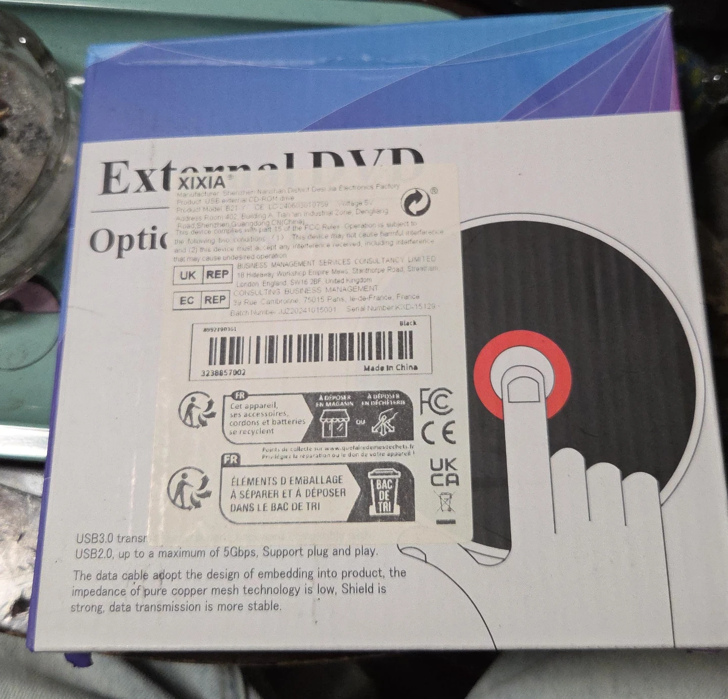 XIXIA Pop-Up Mobile External DVD Optical Drive