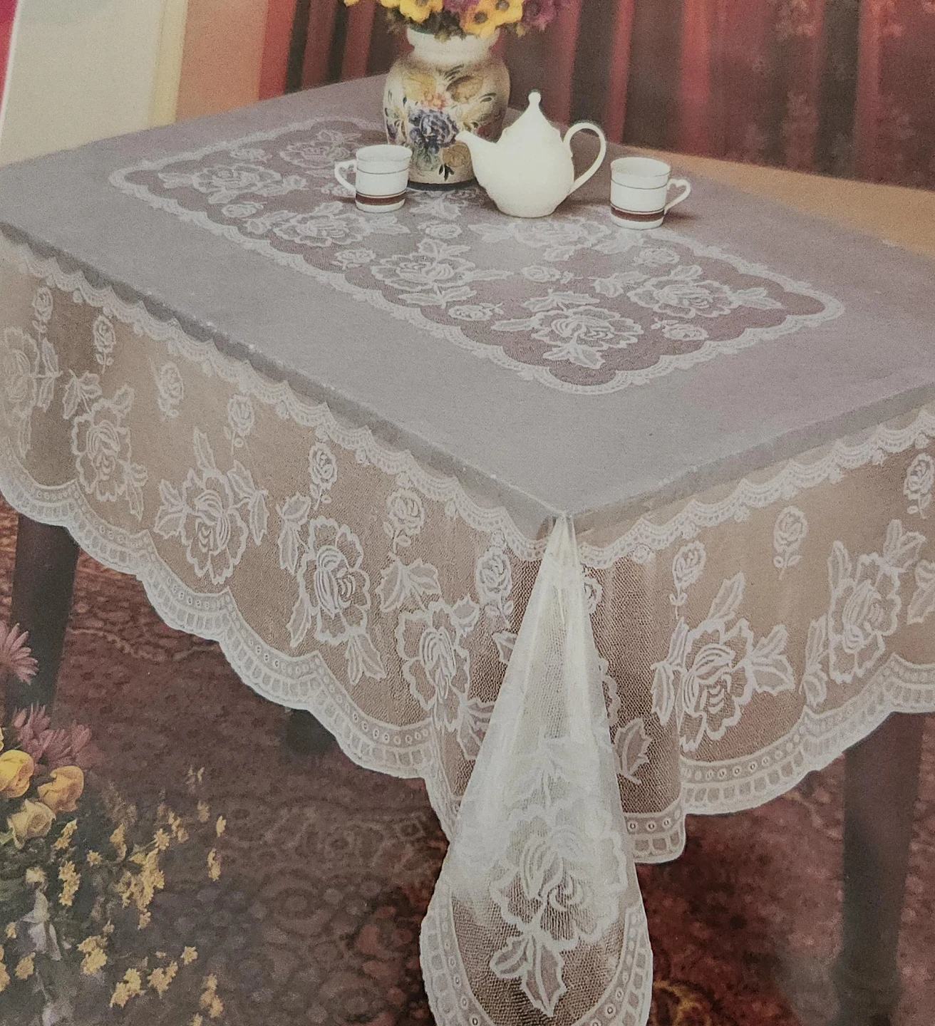 Vinyl Lace Tablecloth 60x90 Inch