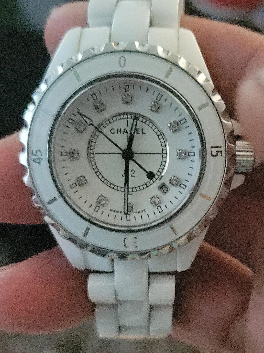 Chanel J12 White Ceramic Diamond Watch