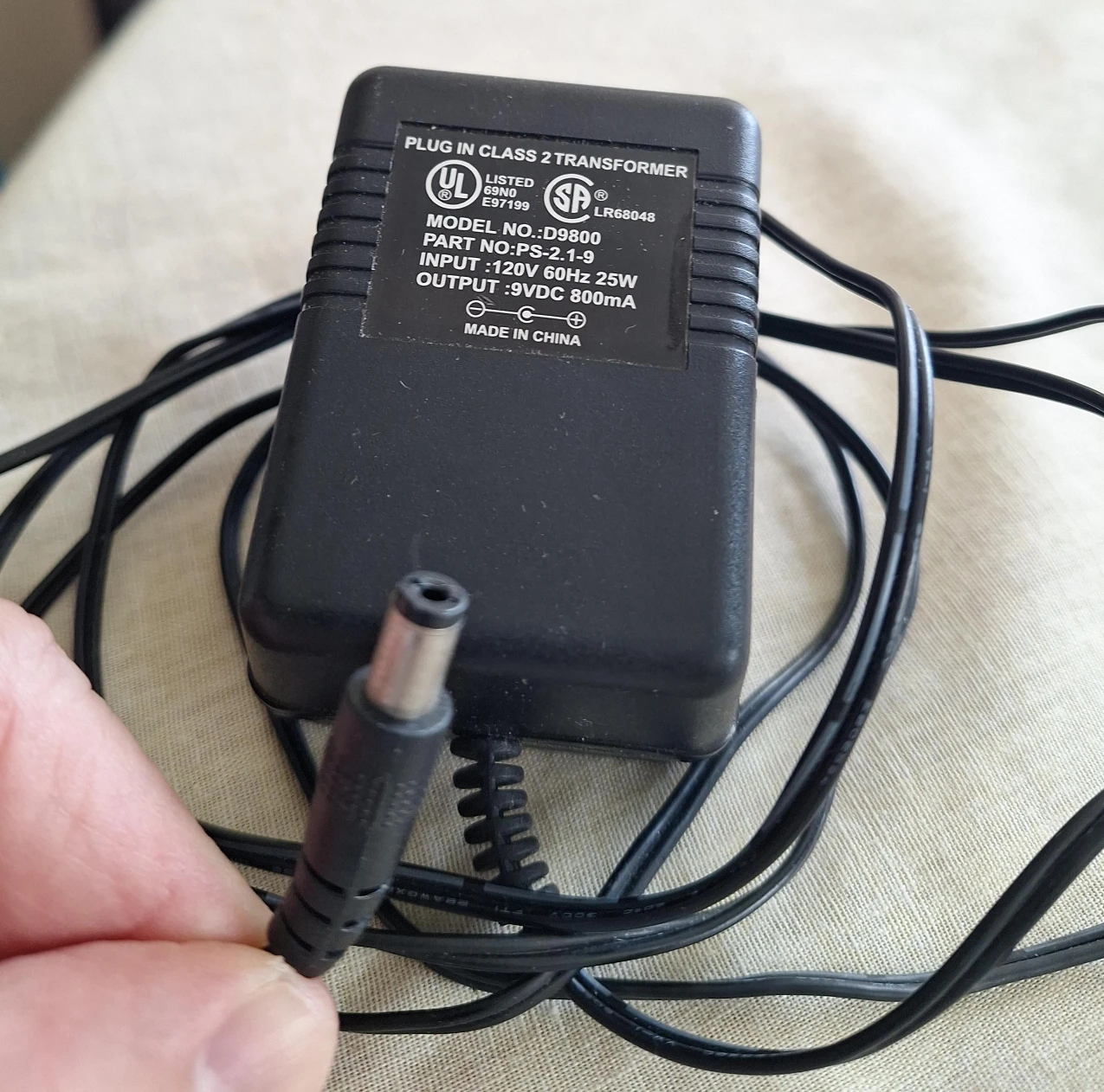 Plug In Class 2 Transformer Power Adapter D9800
