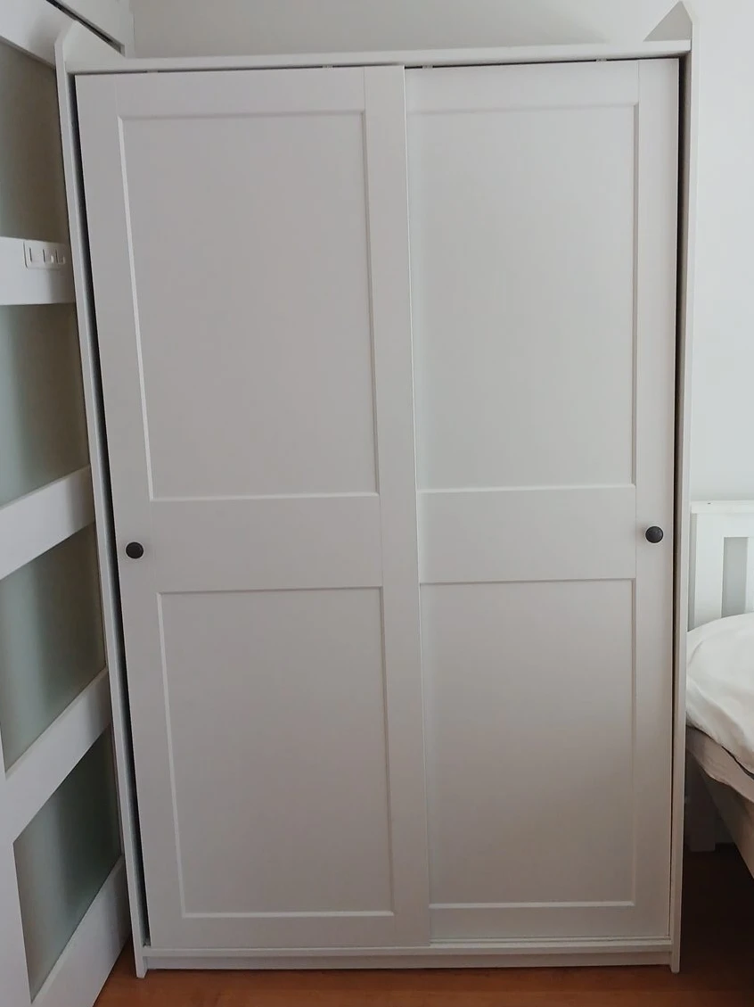 White IKEA VEDDINGE Sliding Door Wardrobe