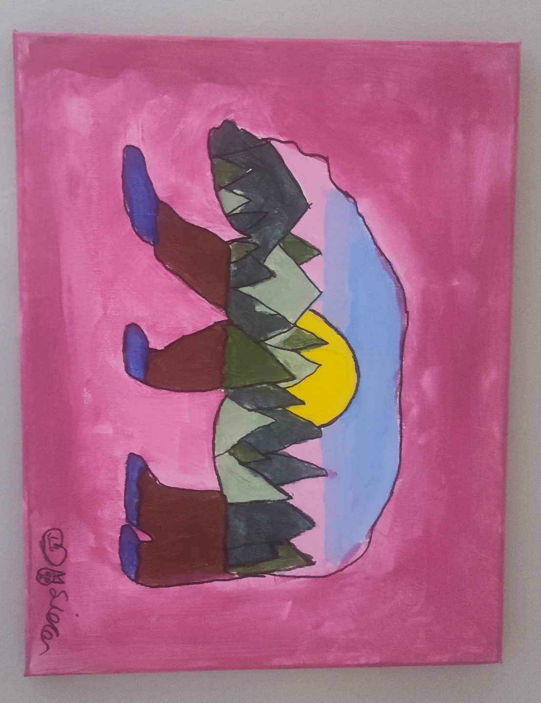 Original Hand-Painted Bear Canvas Art