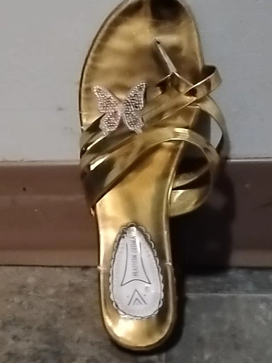 Gold butterfly thong sandals