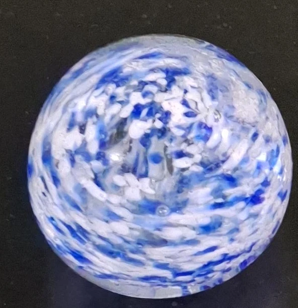 Blue and White Swirl Glass Paperweight