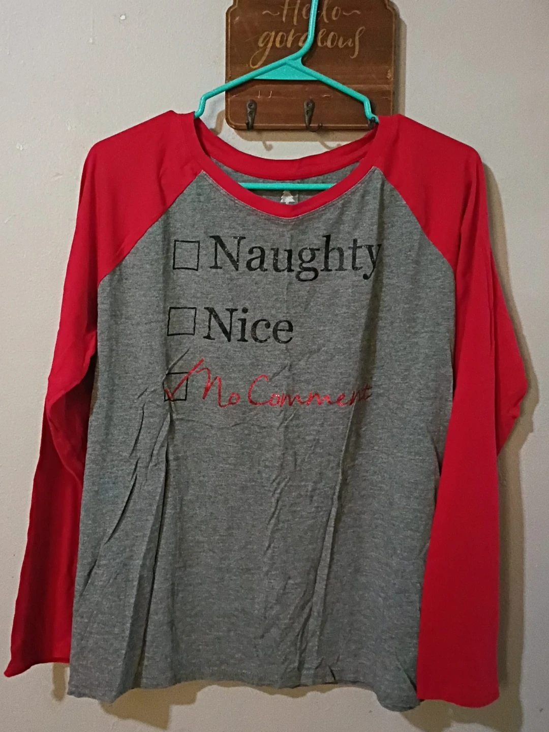 Naughty Nice No Comment Christmas Baseball Tee