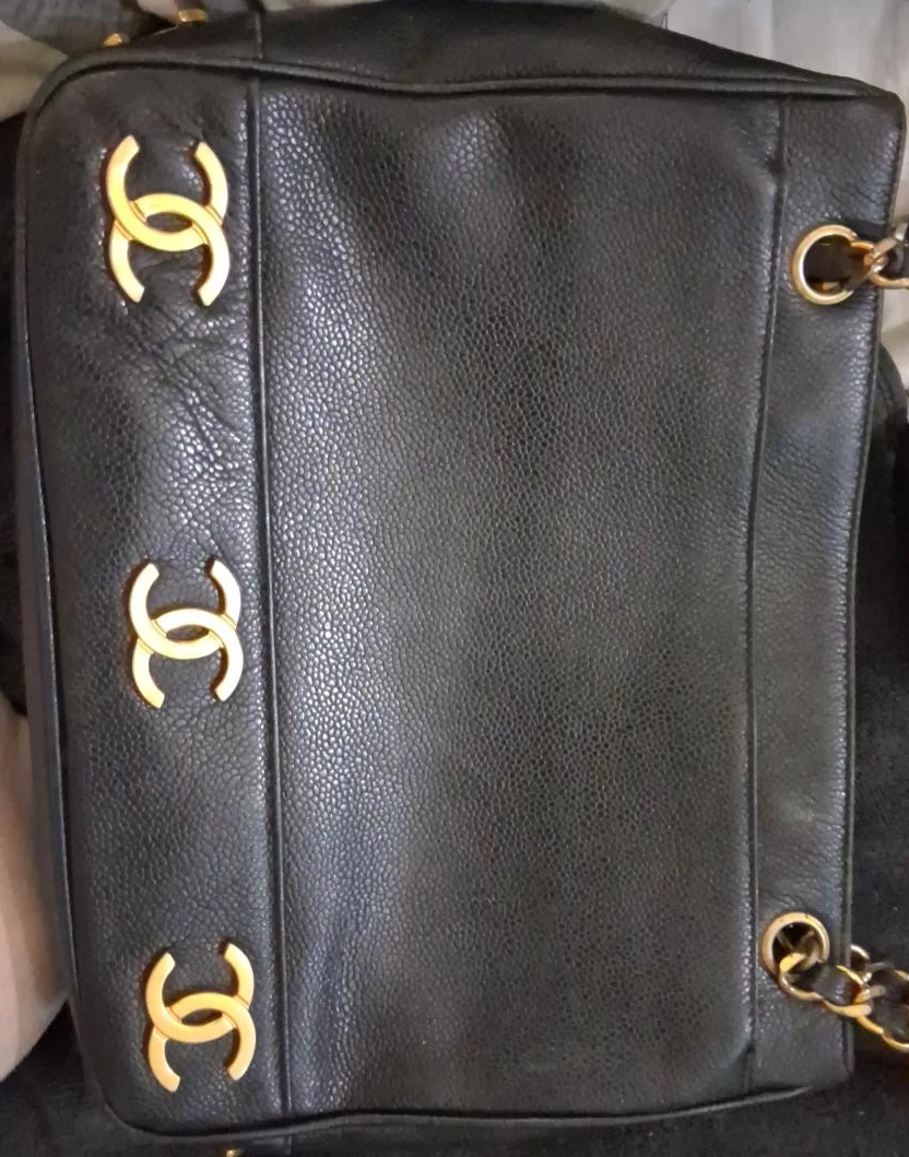 Chanel Black Caviar Leather Shoulder Bag