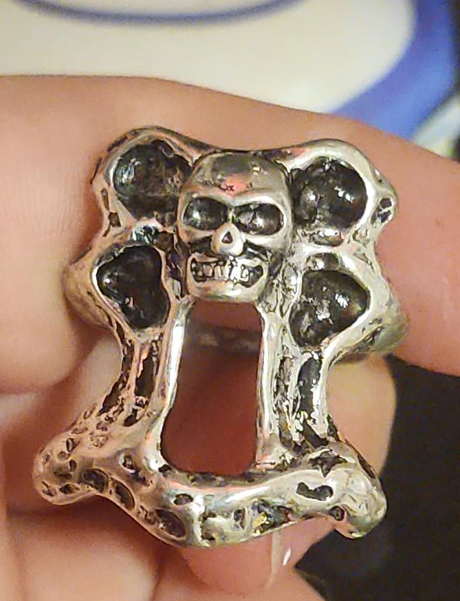 Silver-Tone Skull Ring