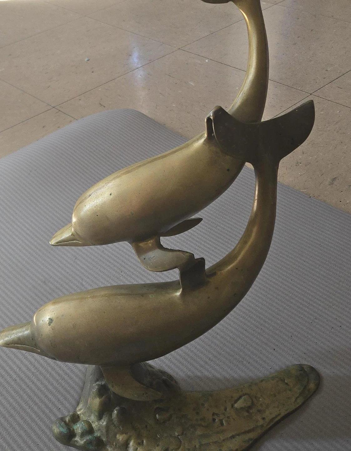 Vintage Brass Dolphin Statue
