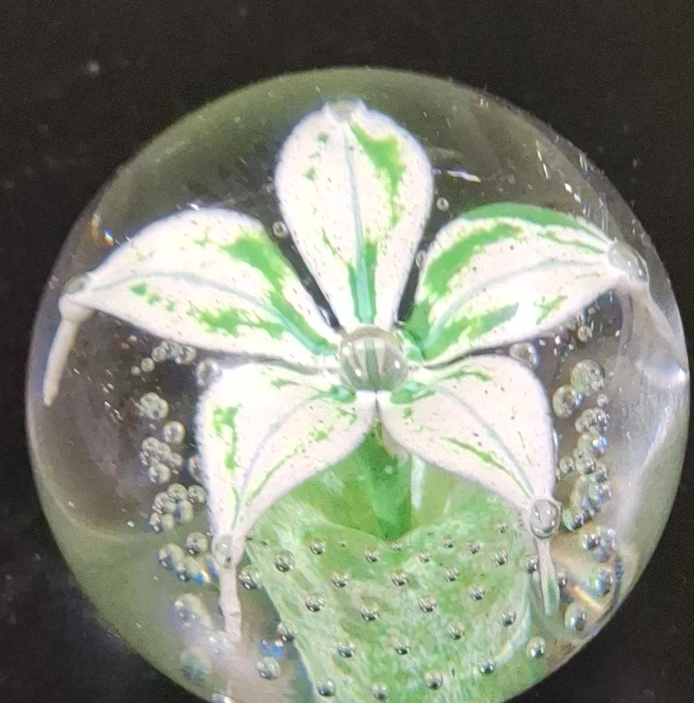 Glass Flower Paperweight