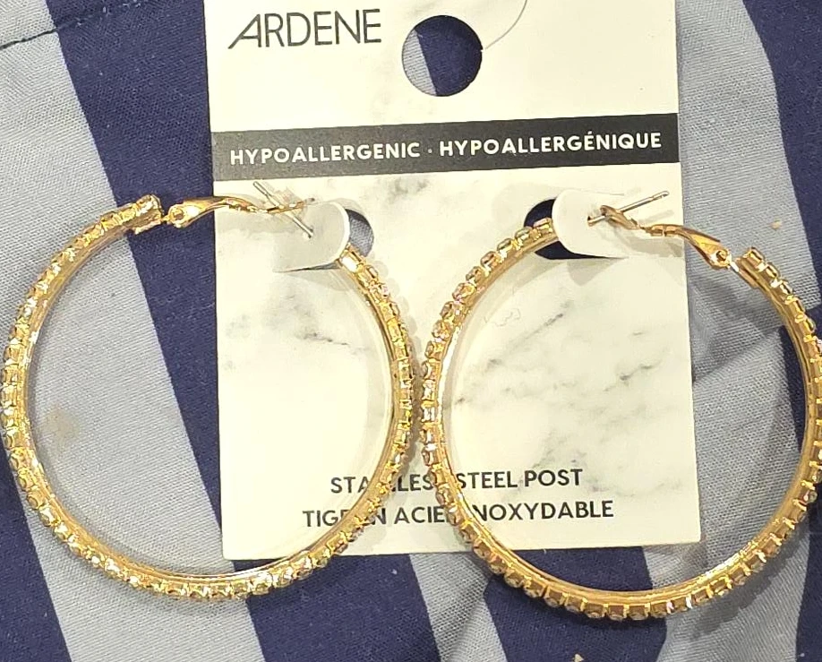 Ardene Rhinestone Hoop Earrings
