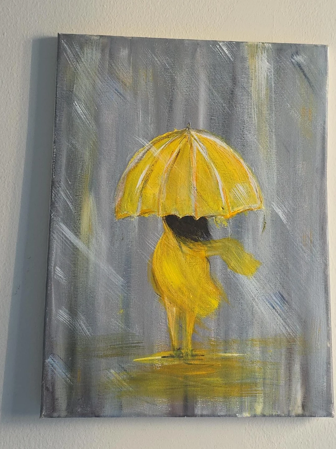 Girl in a yellow kameez in the rain