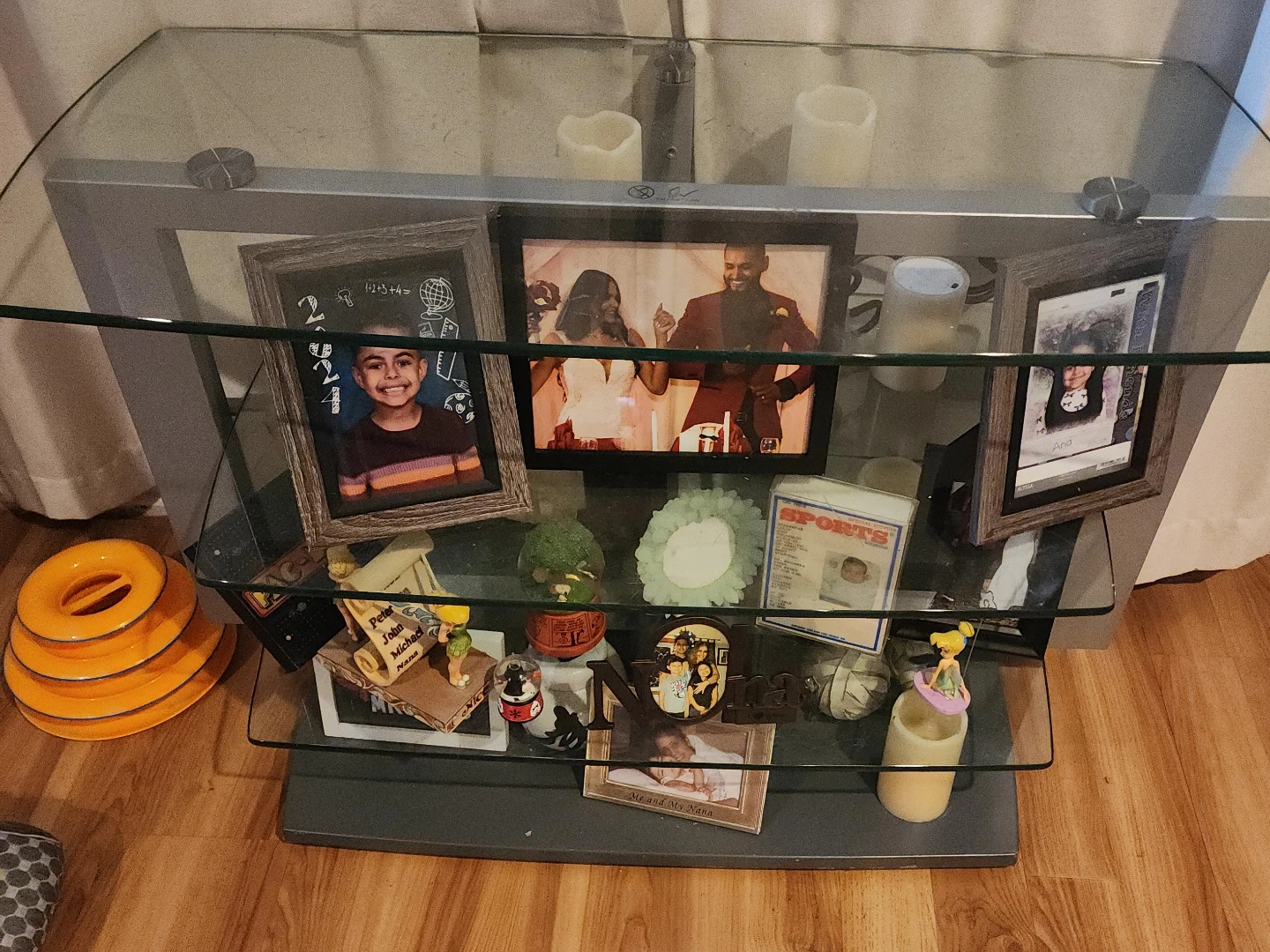 Modern Glass Tiered Display Console Table