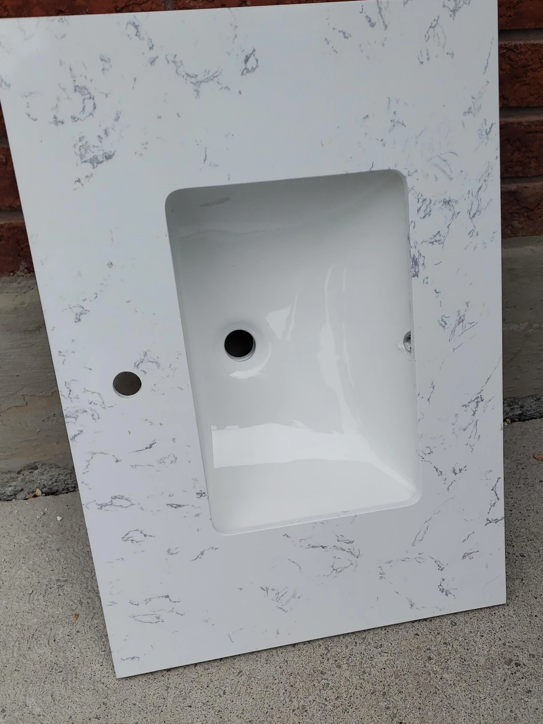 White Marble Pattern Vanity Top with Sink