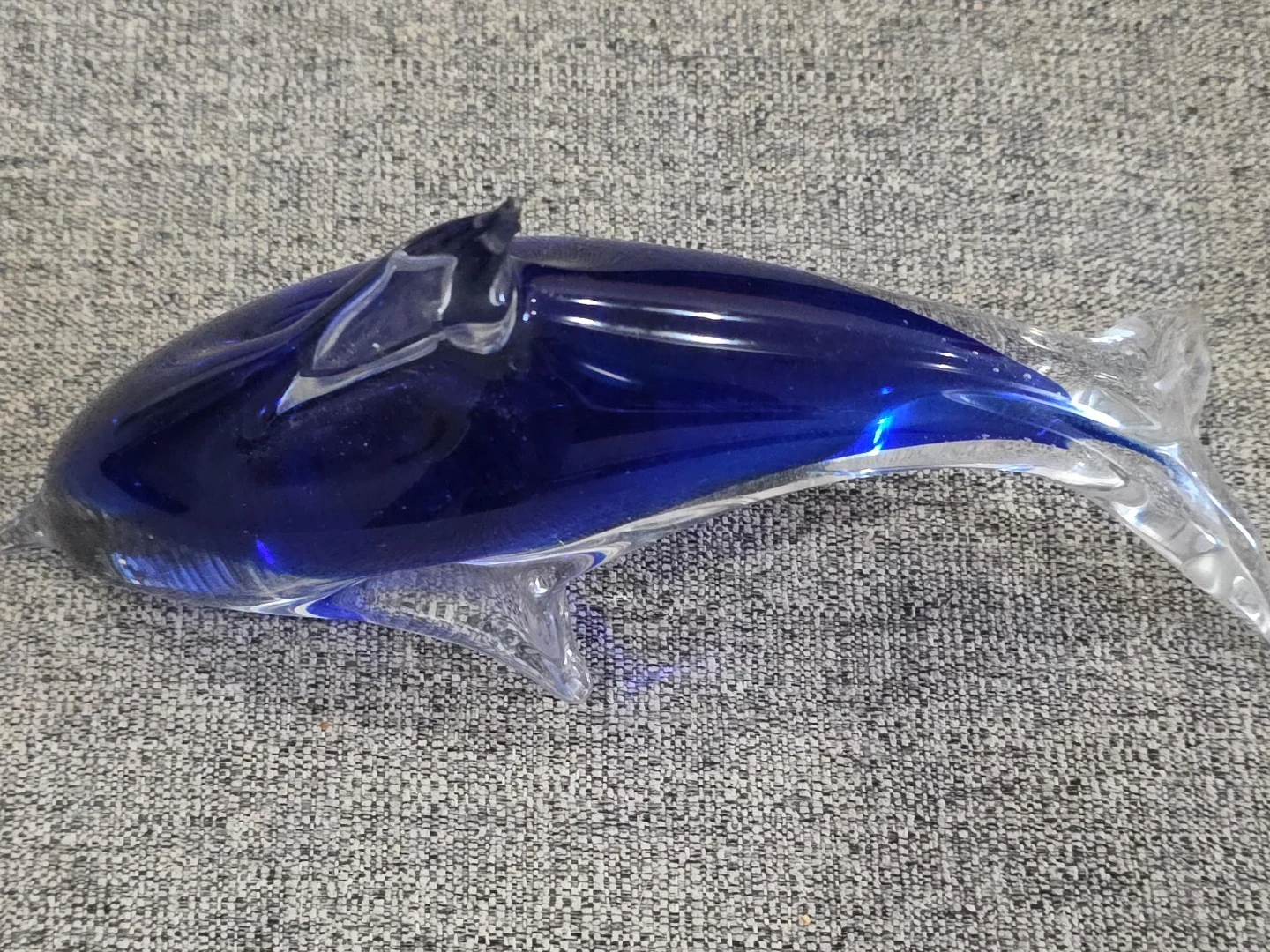 Blue and Clear Glass Dolphin Figurine