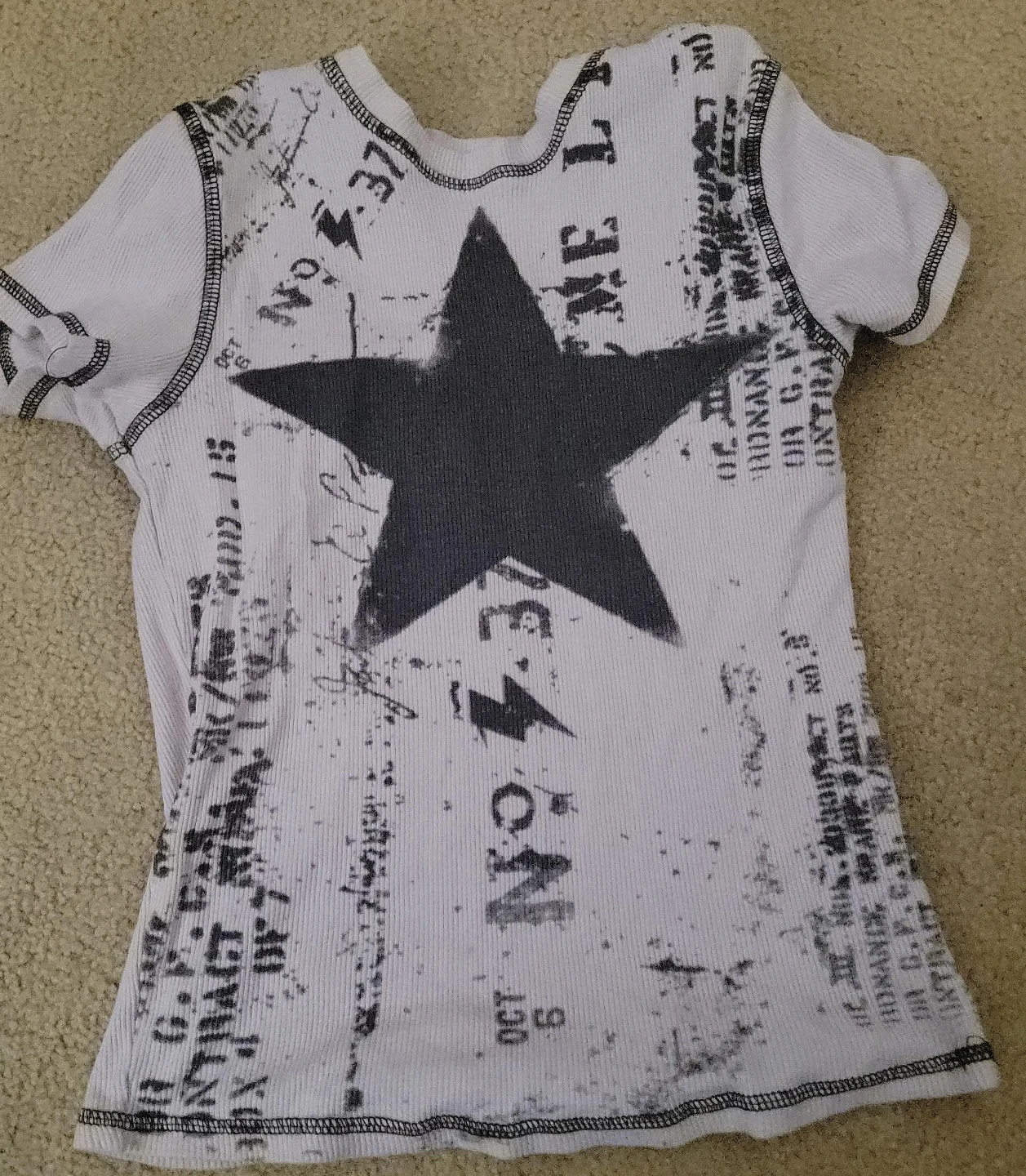 Ribbed T-Shirt with Star Graphic