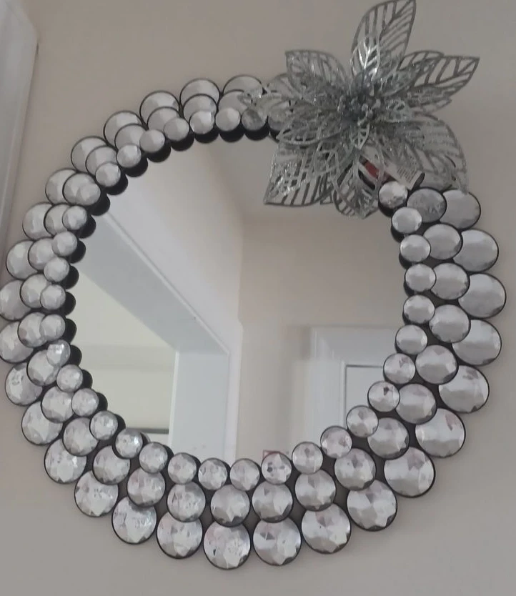 Silver Decorative Round Wall Mirror